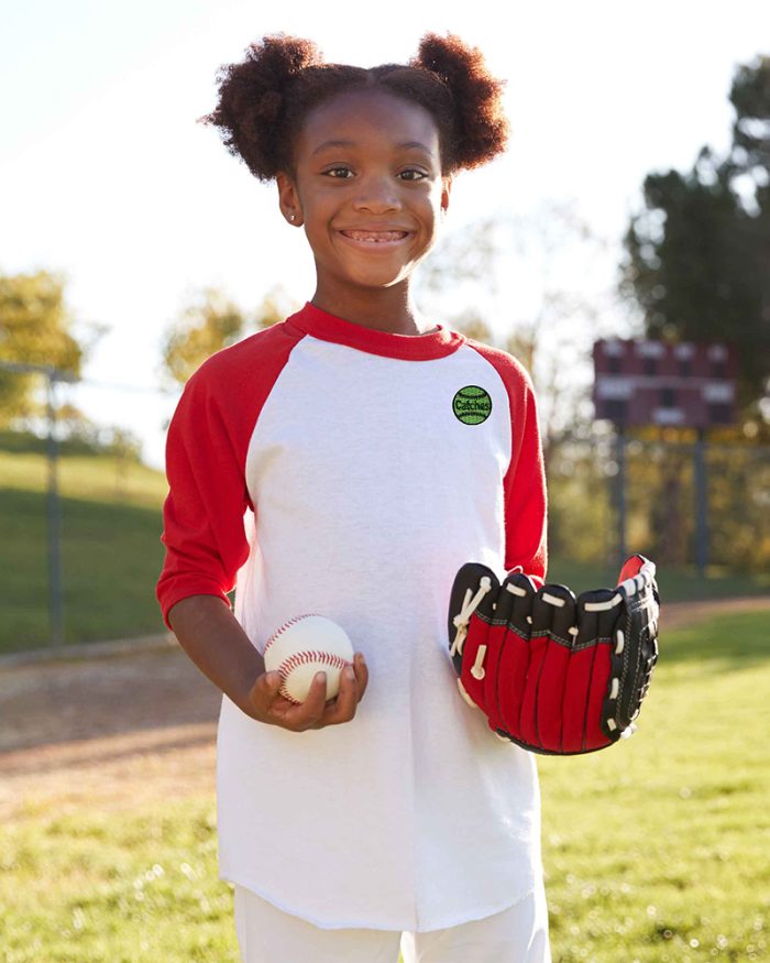 Catches Baseball Award Patch on Baseball Player