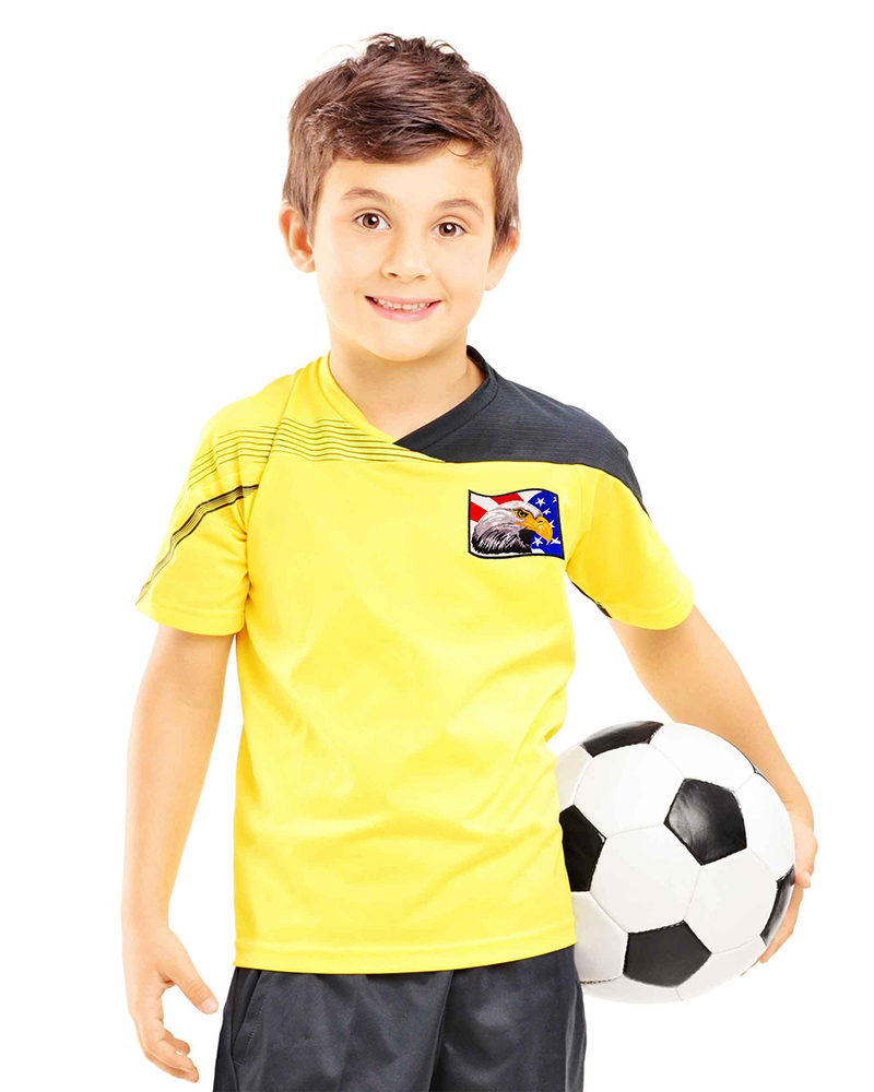 Bald Eagle Flag Patch on Soccer Player